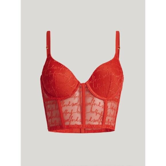 NWT WOLFORD Logo Obsessed Bustier Sz 34B Red Glow - Picture 5 of 11